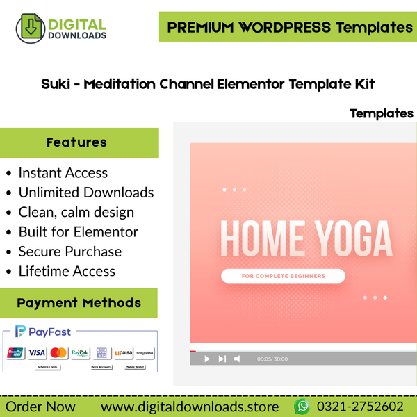 Suki - Meditation Channel Elementor Template Kit