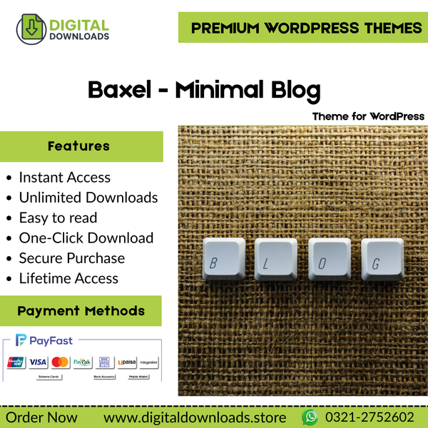 Baxel - Minimal Blog Theme for WordPress (Theme for Bloggers)