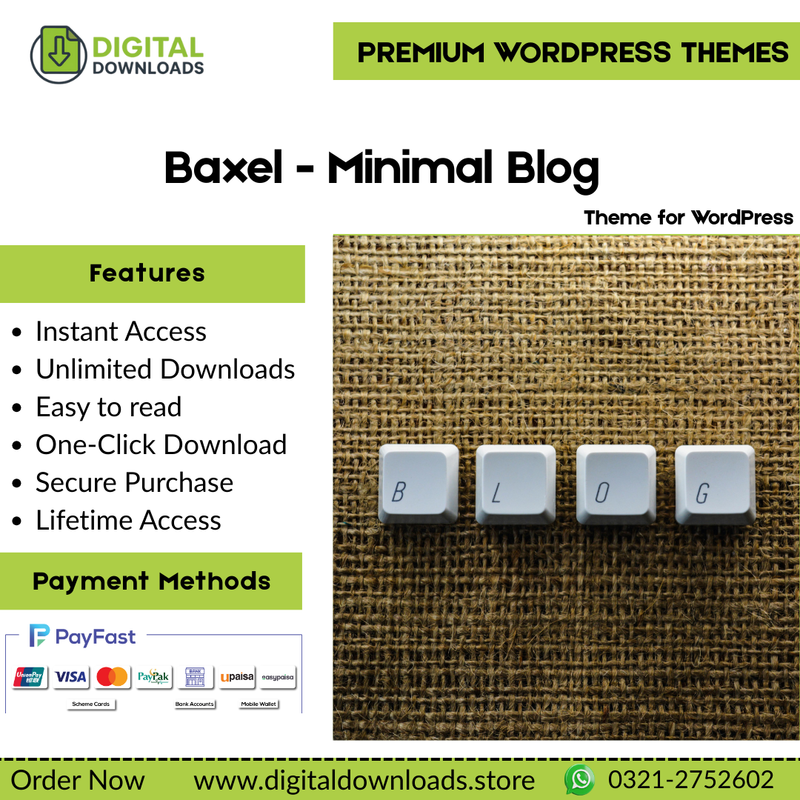 Baxel - Minimal Blog Theme for WordPress (Theme for Bloggers)
