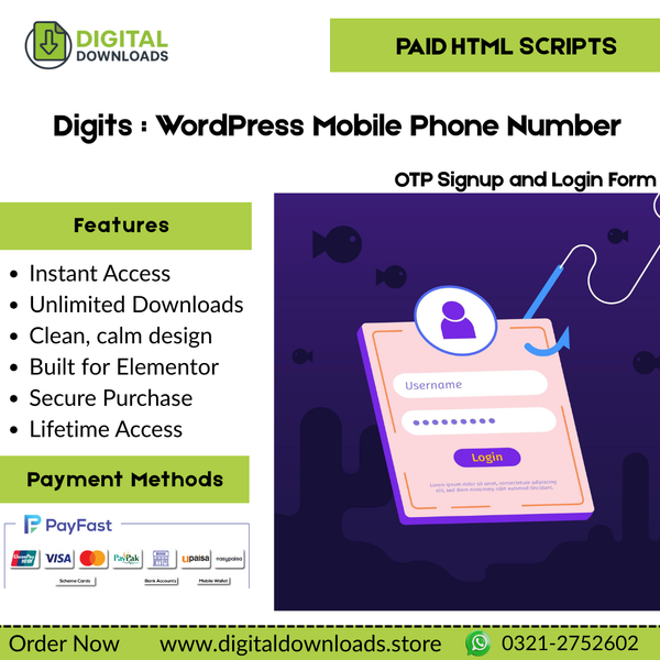 Digits : WordPress Mobile Phone Number OTP Signup and Login Form