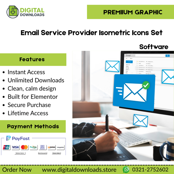 Email Service Provider Isometric Icons Set