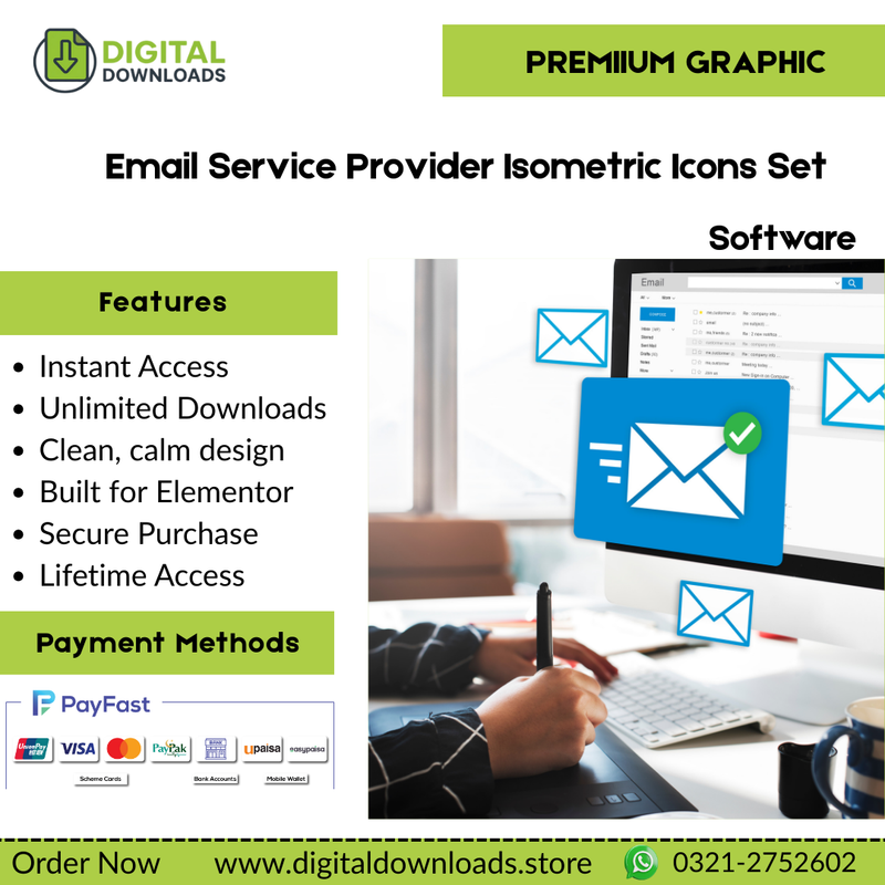 Email Service Provider Isometric Icons Set